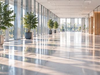 Spotless new commercial fit-out after post-construction cleaning